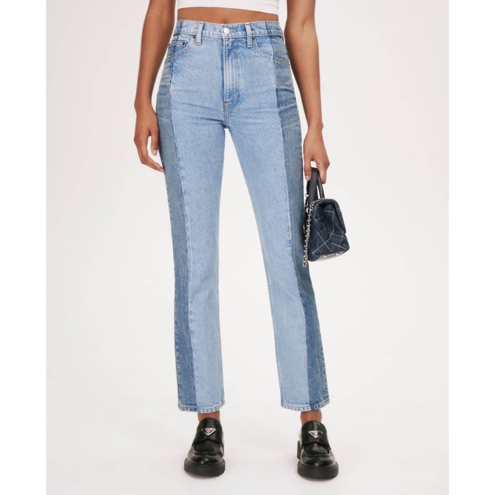 NWT Rare Reformation Cynthia Reworked High Rise Straight Leg Jeans in Ozark Wash